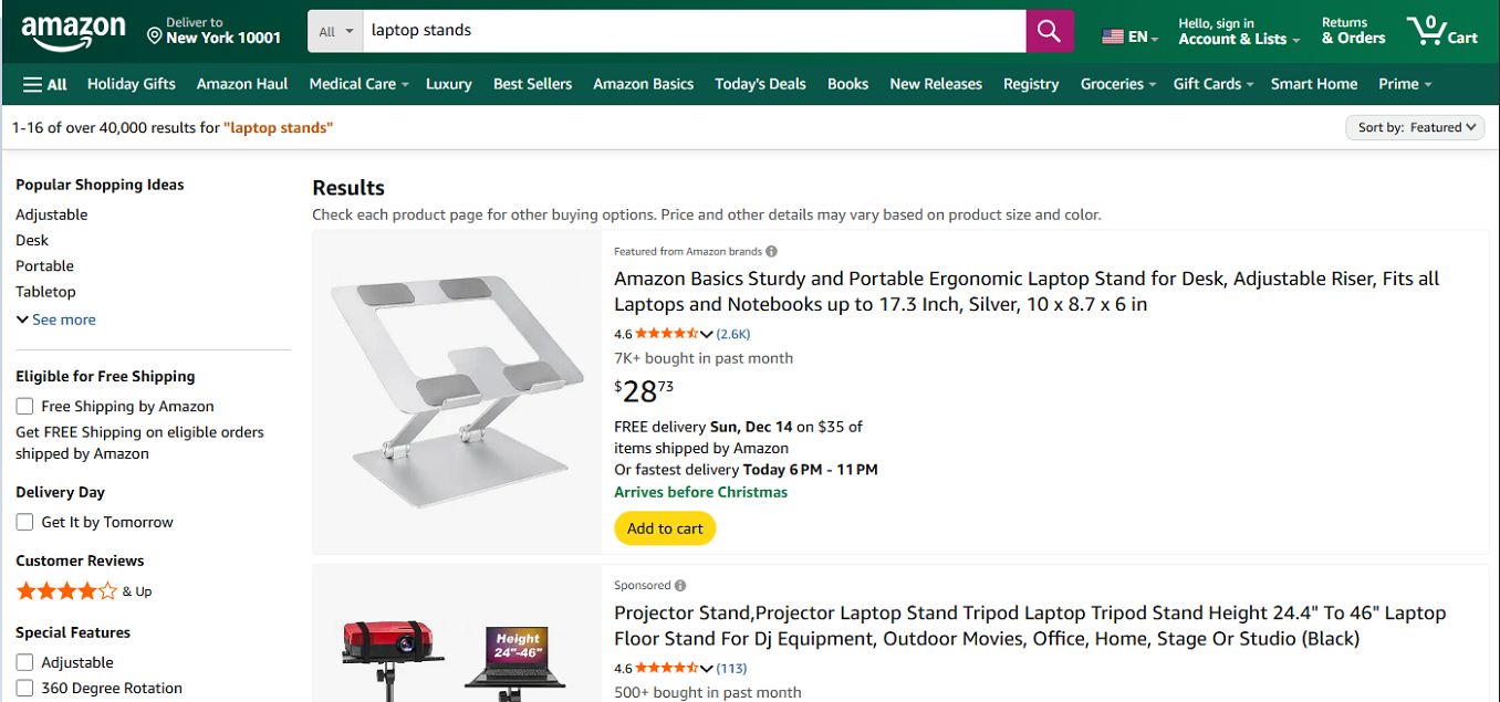 Amazon Search Results