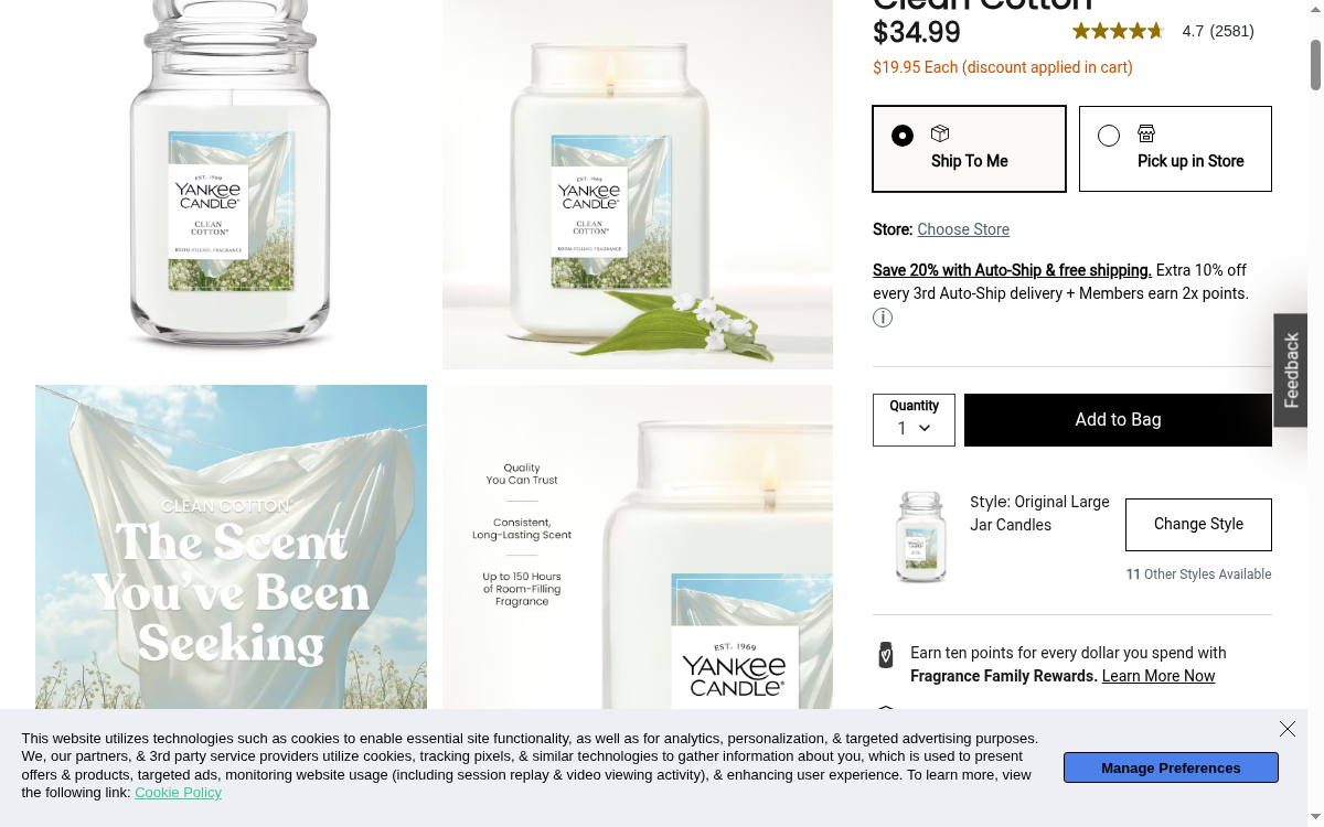 Yankee Candle Company screenshot
