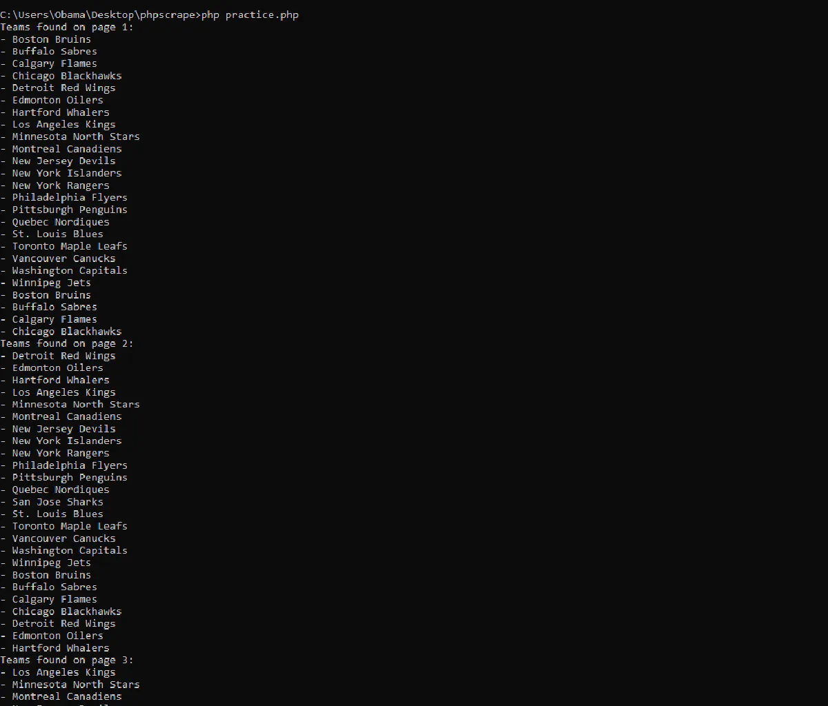 PHP Web Scraping Practices