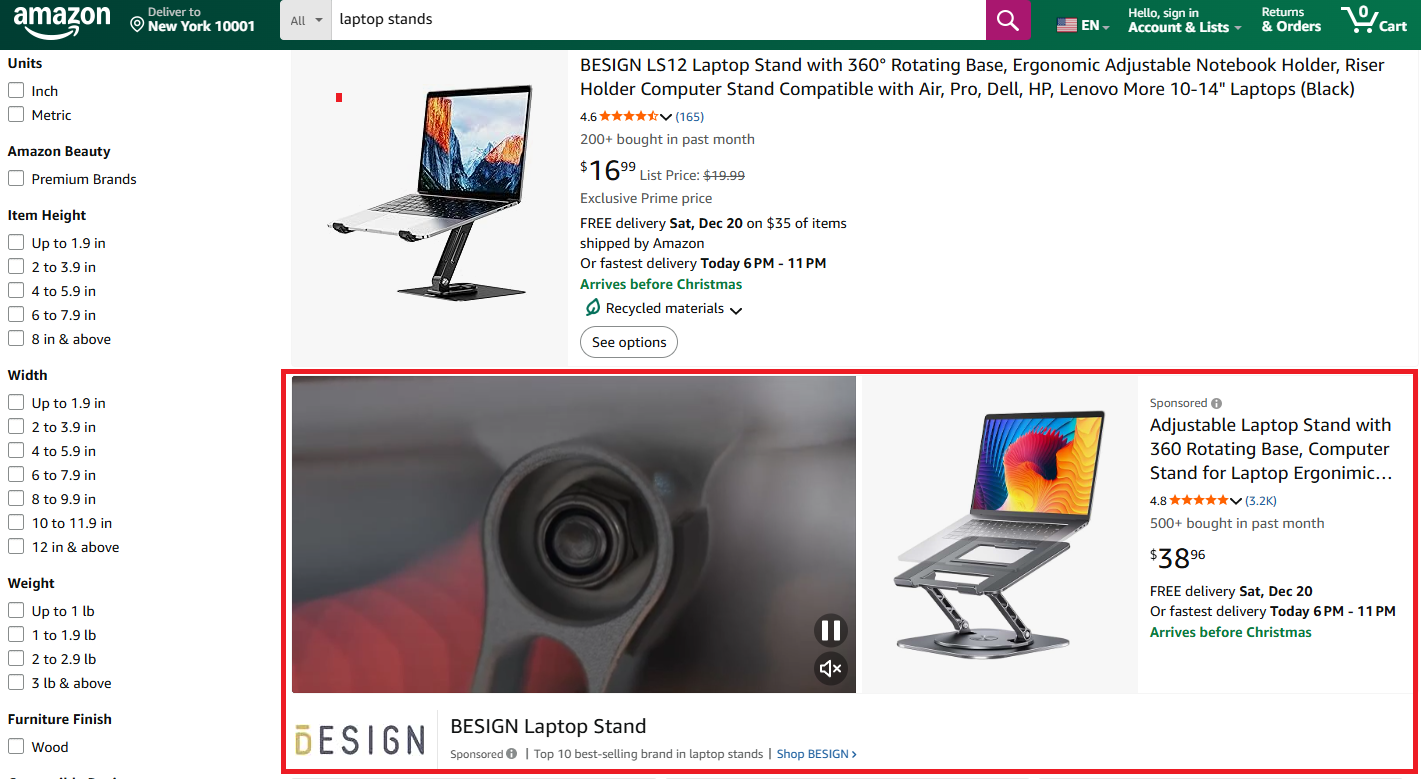 amazon mid-search video ad