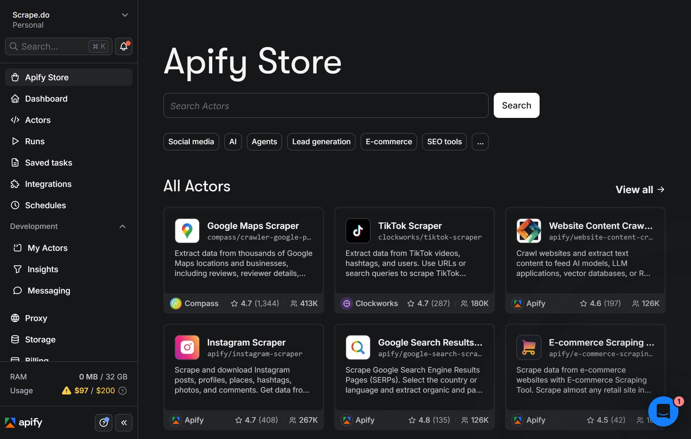 apify web scraping platform