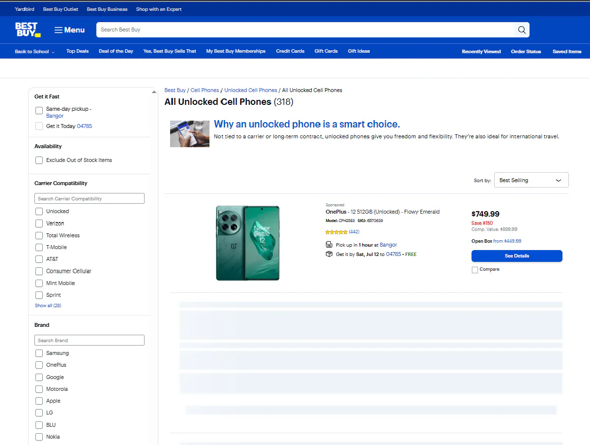 best buy scraping first product