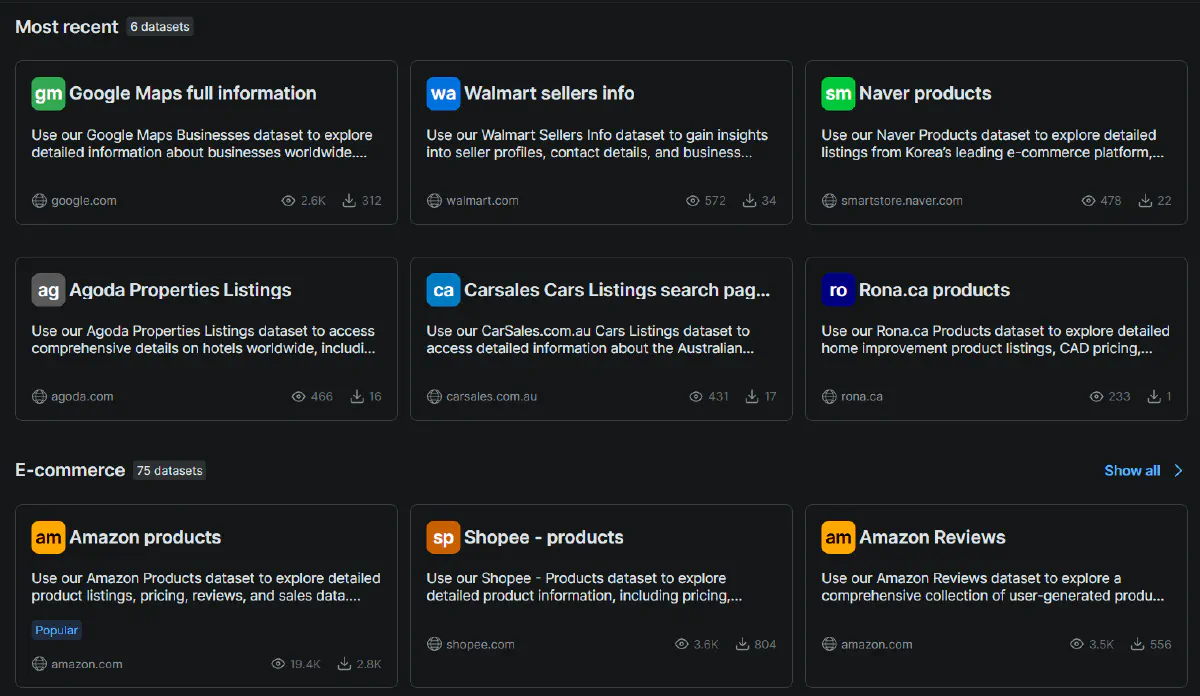 ready datasets from bright data