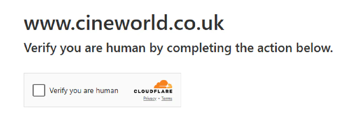 cloudflare captcha on cineworld