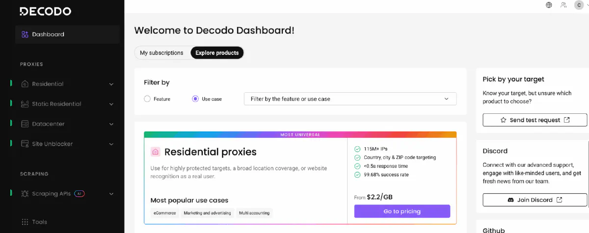 decodo dashboard