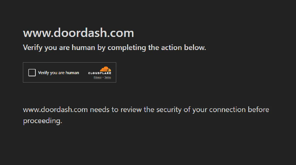 doordash cloudflare check