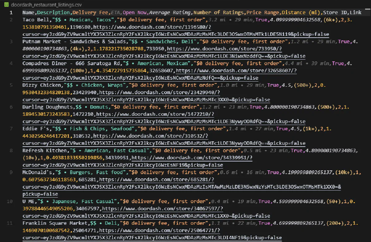 doordash scraping api