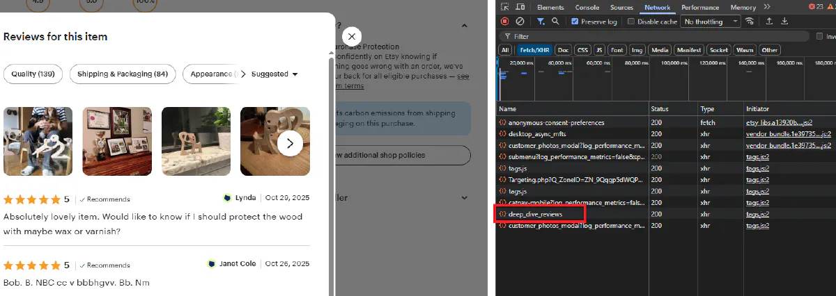 POST request to deep_dive_reviews endpoint