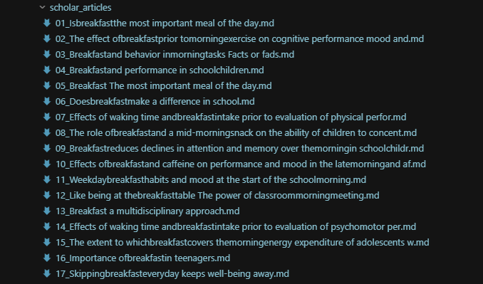Downloaded markdown files in the scholar_articles folder