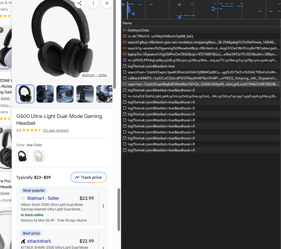 google shopping product detail request