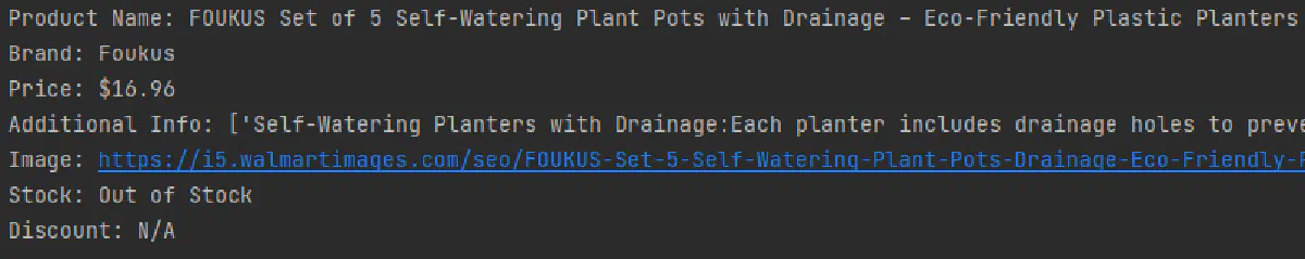 scrape single products from walmart