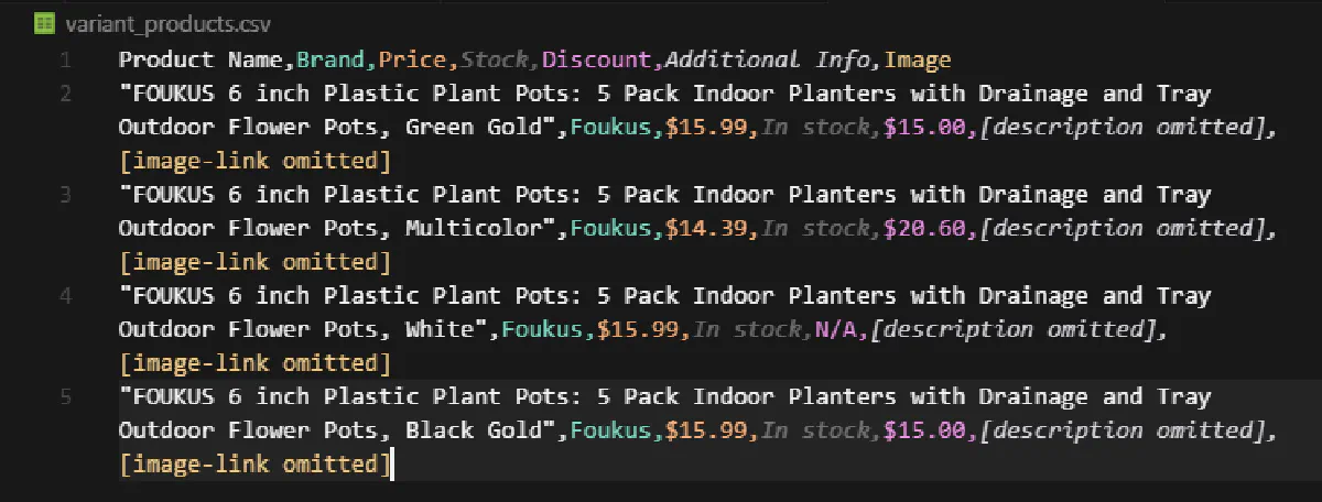 extracting variant item data from walmart