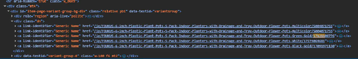 walmart item variants html
