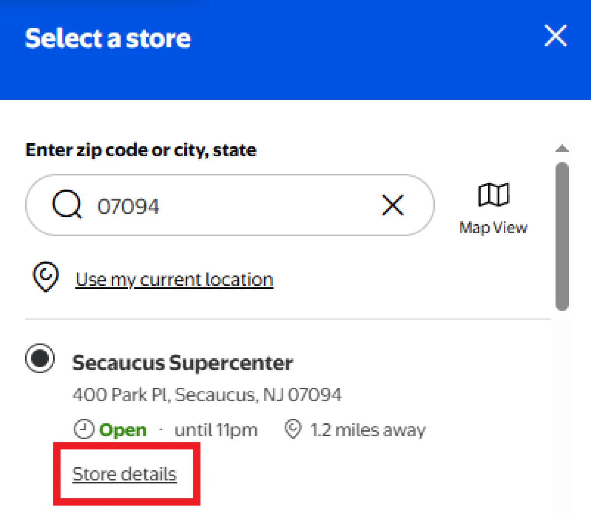 walmart store details