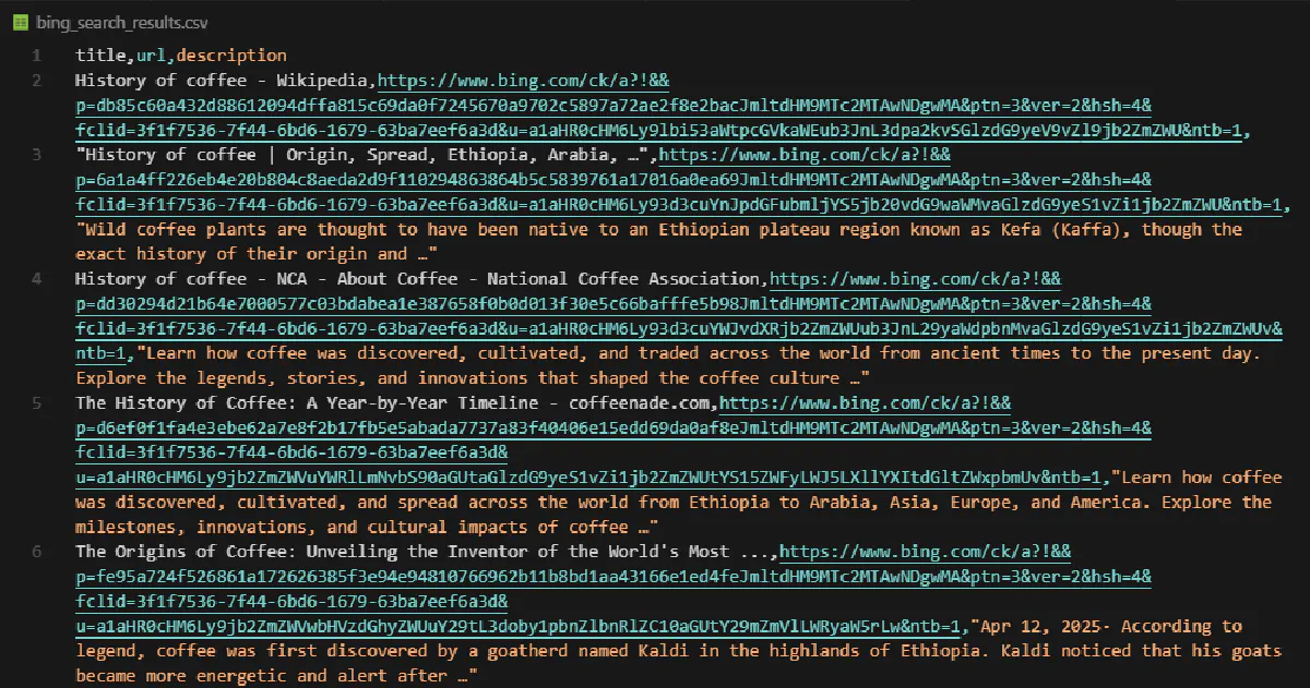 scrape bing search results