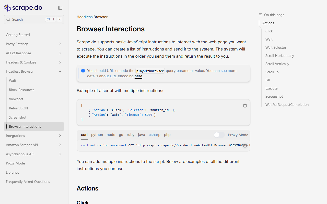 scrape.do documentation page