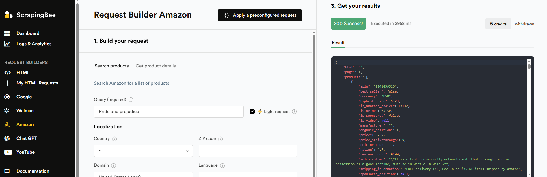 scrapingbee amazon scraper