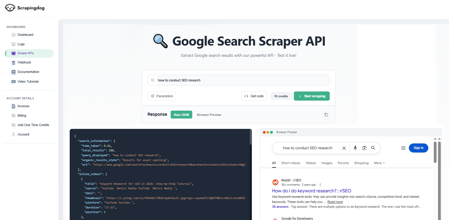 ScrapingDog SERP API