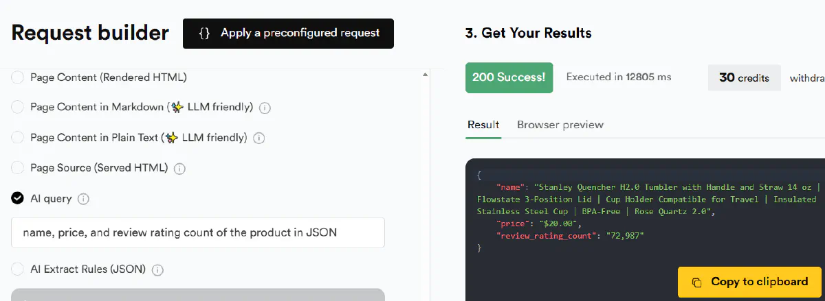 scrapingbee ai features