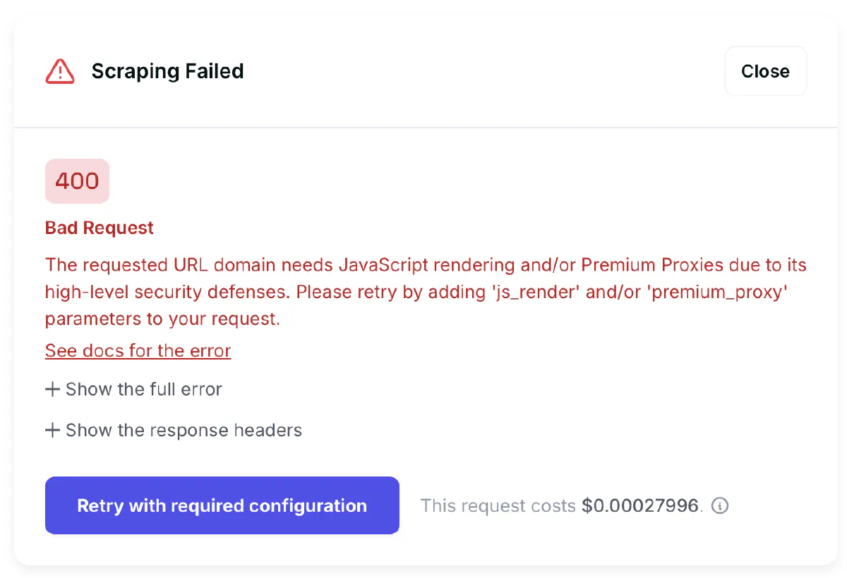 zenrows premium and render forced