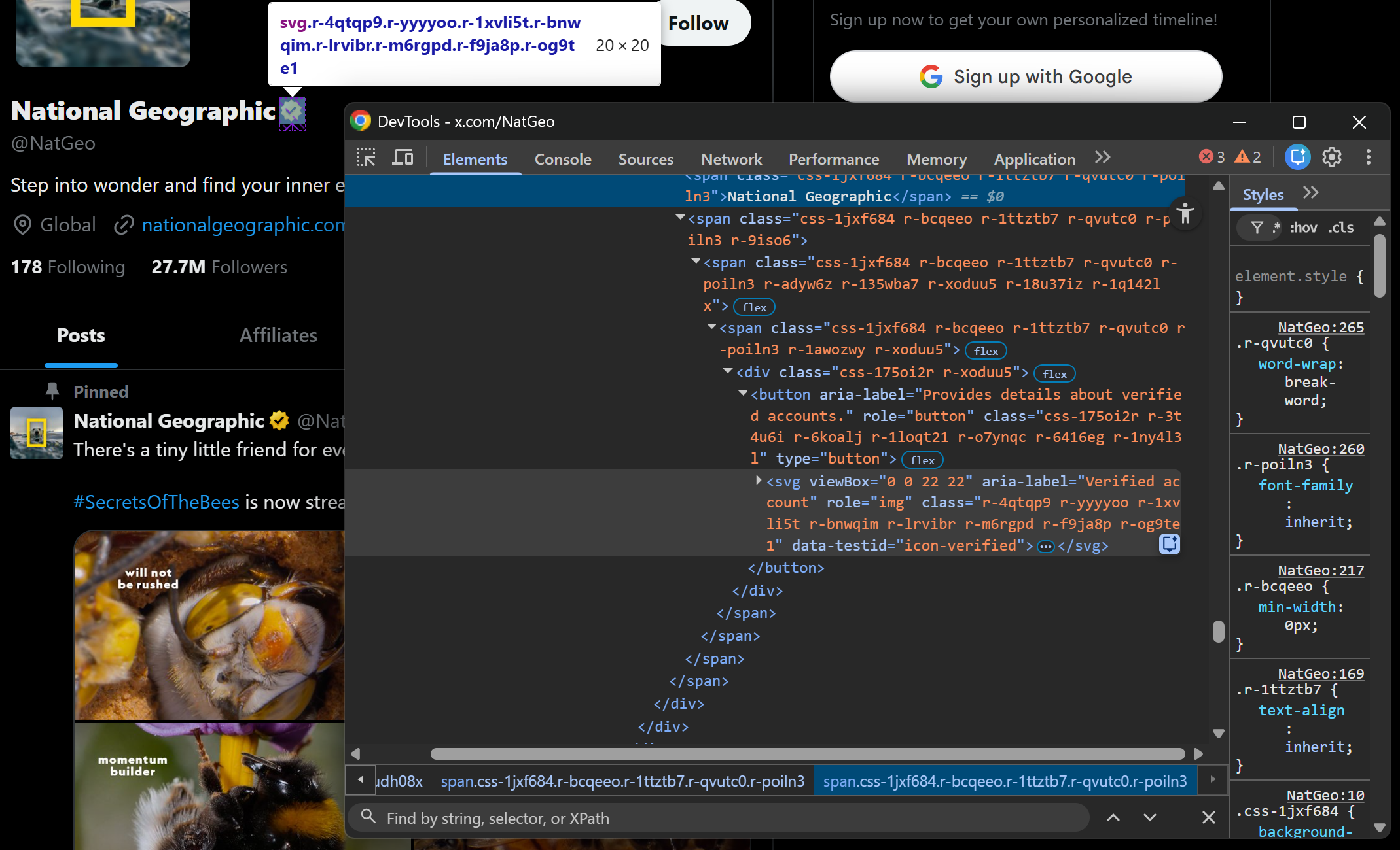 Inspecting the profile name verification status